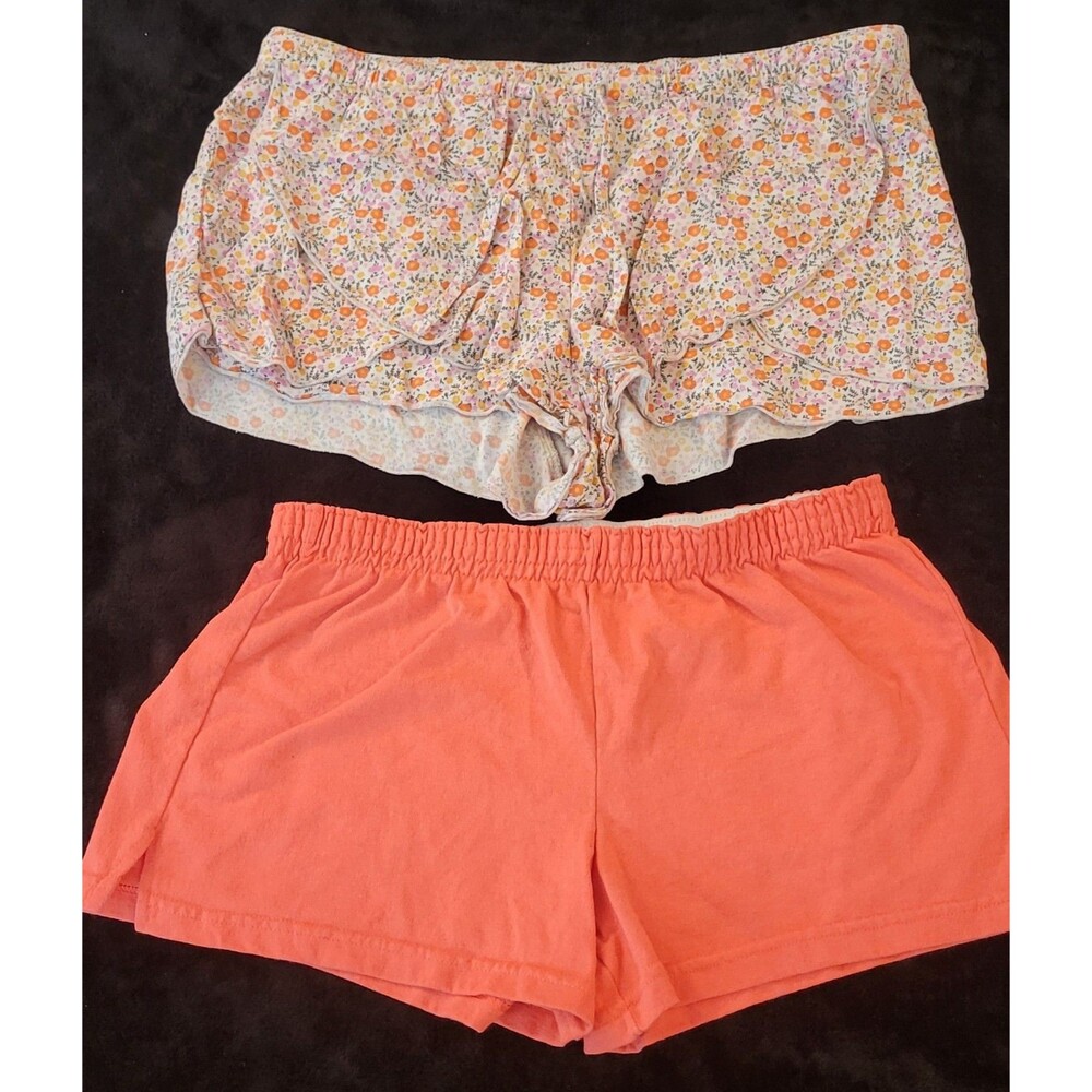 Lot Of 2 Size Medium Woman's Summer Shorts Orange And Floral